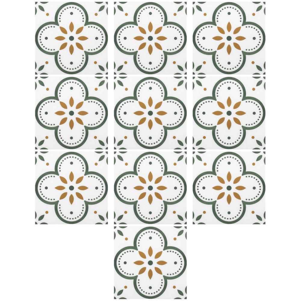 Peel and Stick 8,8 Inch Floor Tiles for Kitchen & Bathroom (10 Pc Set)