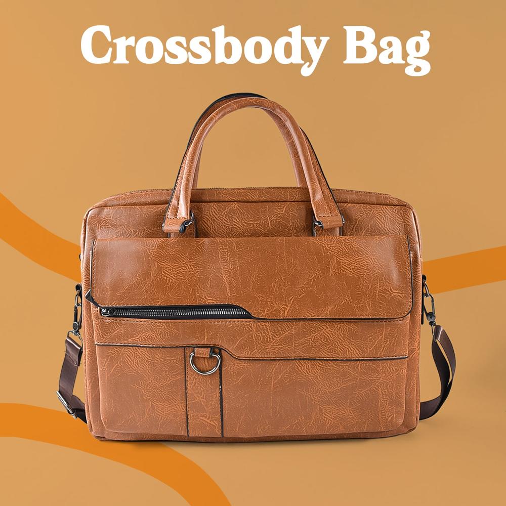 Premium Faux Leather Multipurpose Messenger Briefcase with Shoulder Strap (1 Pc)