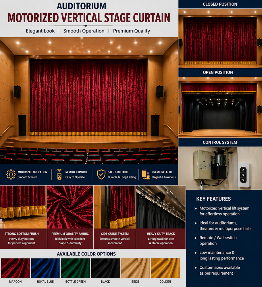 Auditorium Motorized Vertical Stage Curtain