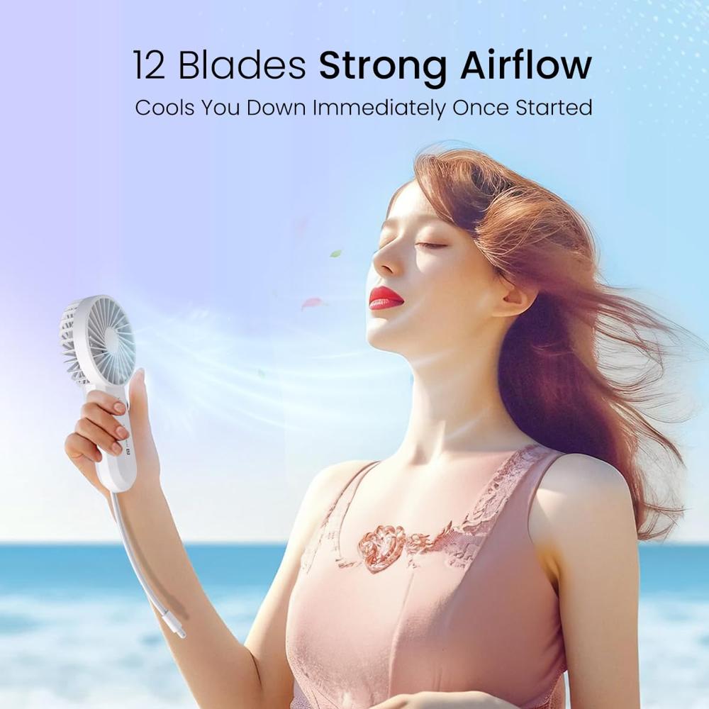 Portronics DualBreeze Handheld Mini Portable Fan With Dual Fan Technology, Upto 4 Hours