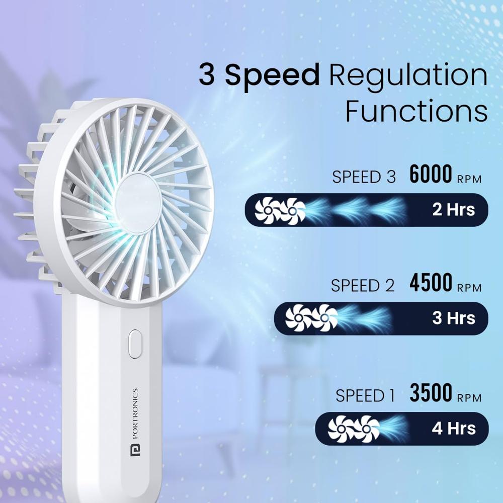 Portronics DualBreeze Handheld Mini Portable Fan With Dual Fan Technology, Upto 4 Hours