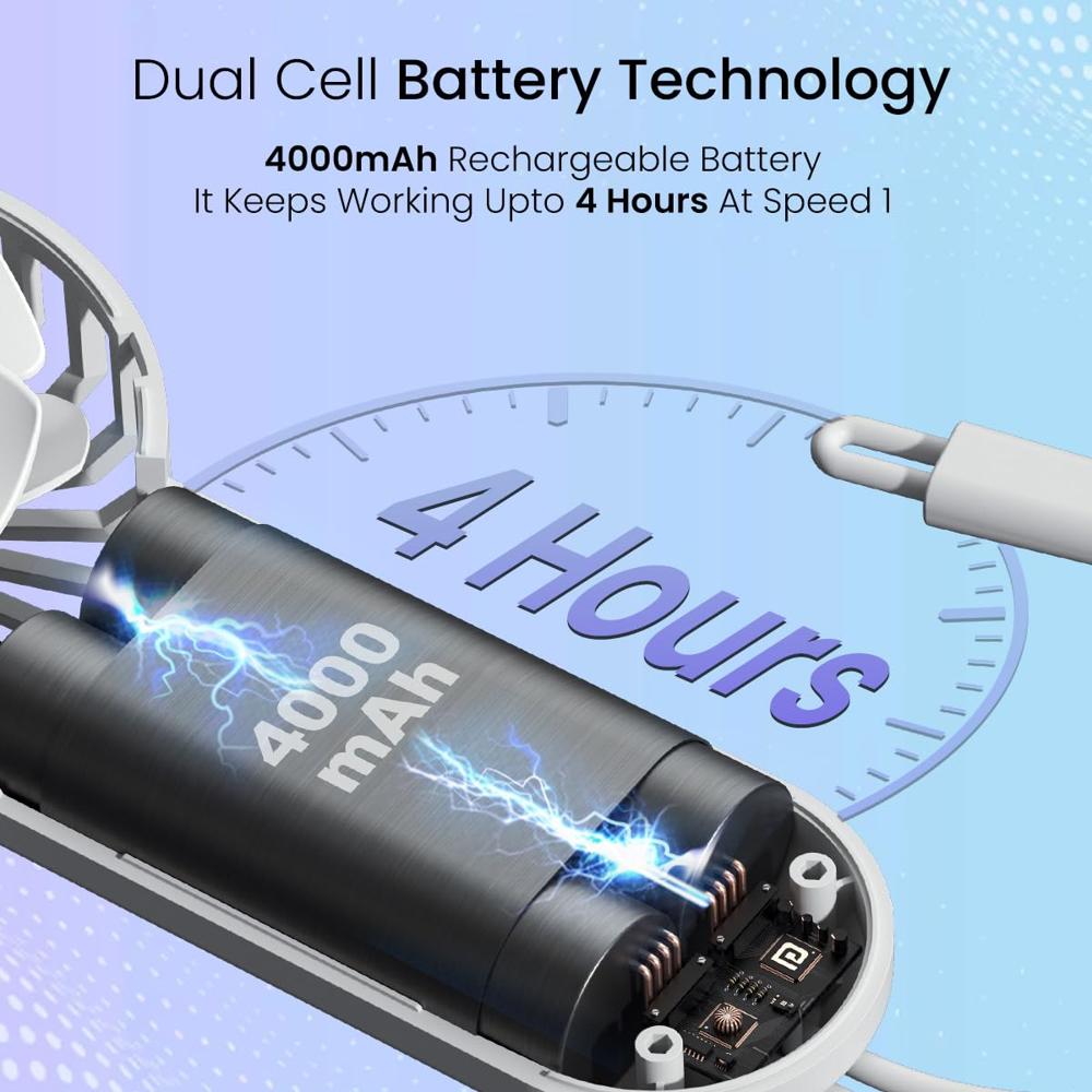 Portronics DualBreeze Handheld Mini Portable Fan With Dual Fan Technology, Upto 4 Hours