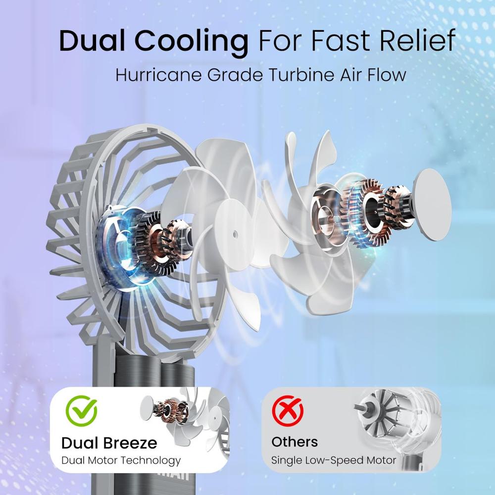 Portronics DualBreeze Handheld Mini Portable Fan With Dual Fan Technology, Upto 4 Hours