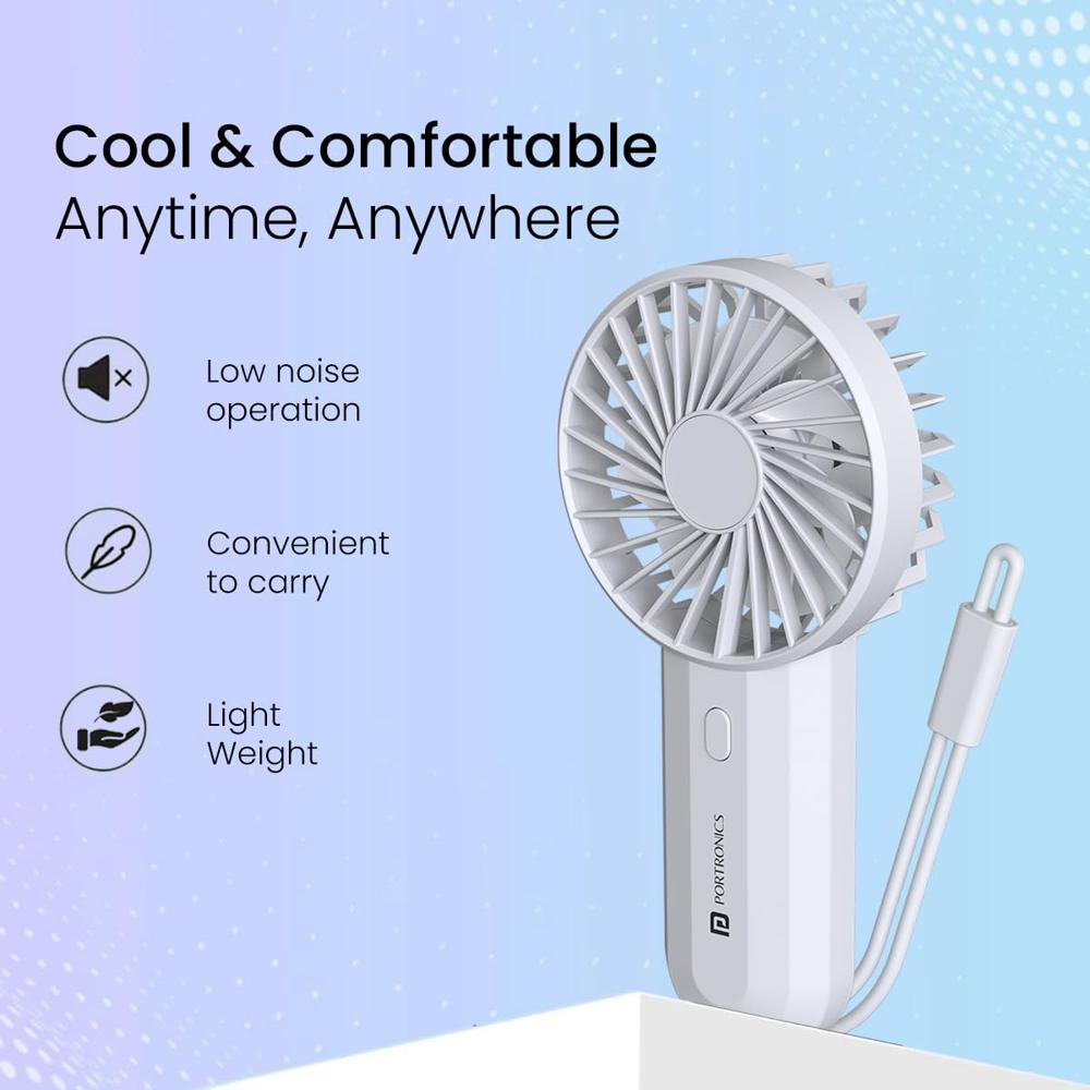 Portronics DualBreeze Handheld Mini Portable Fan With Dual Fan Technology, Upto 4 Hours