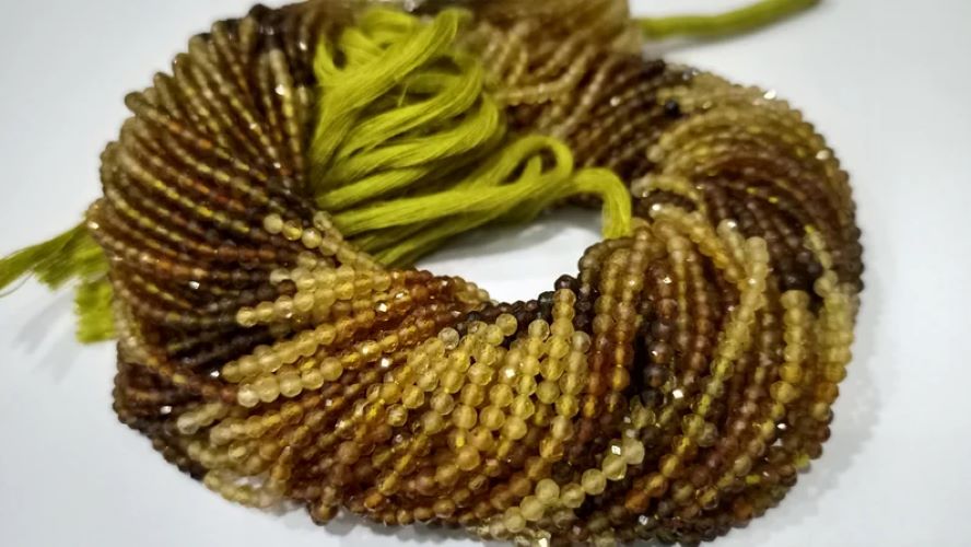 Natural Yellow tourmaline Round Faceted Shaded Color 2.5 mm Beads Sold Per Strand 13 inches Long