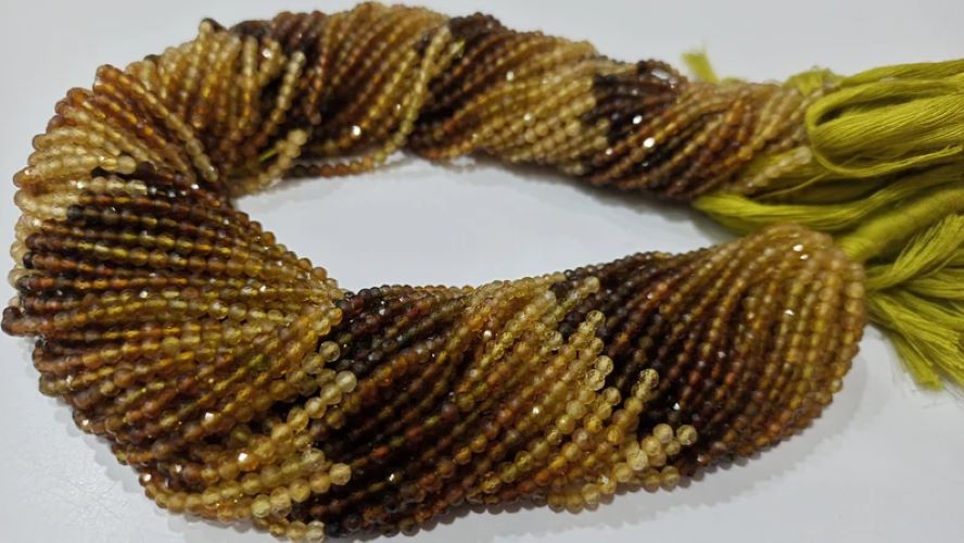 Natural Yellow tourmaline Round Faceted Shaded Color 2.5 mm Beads Sold Per Strand 13 inches Long