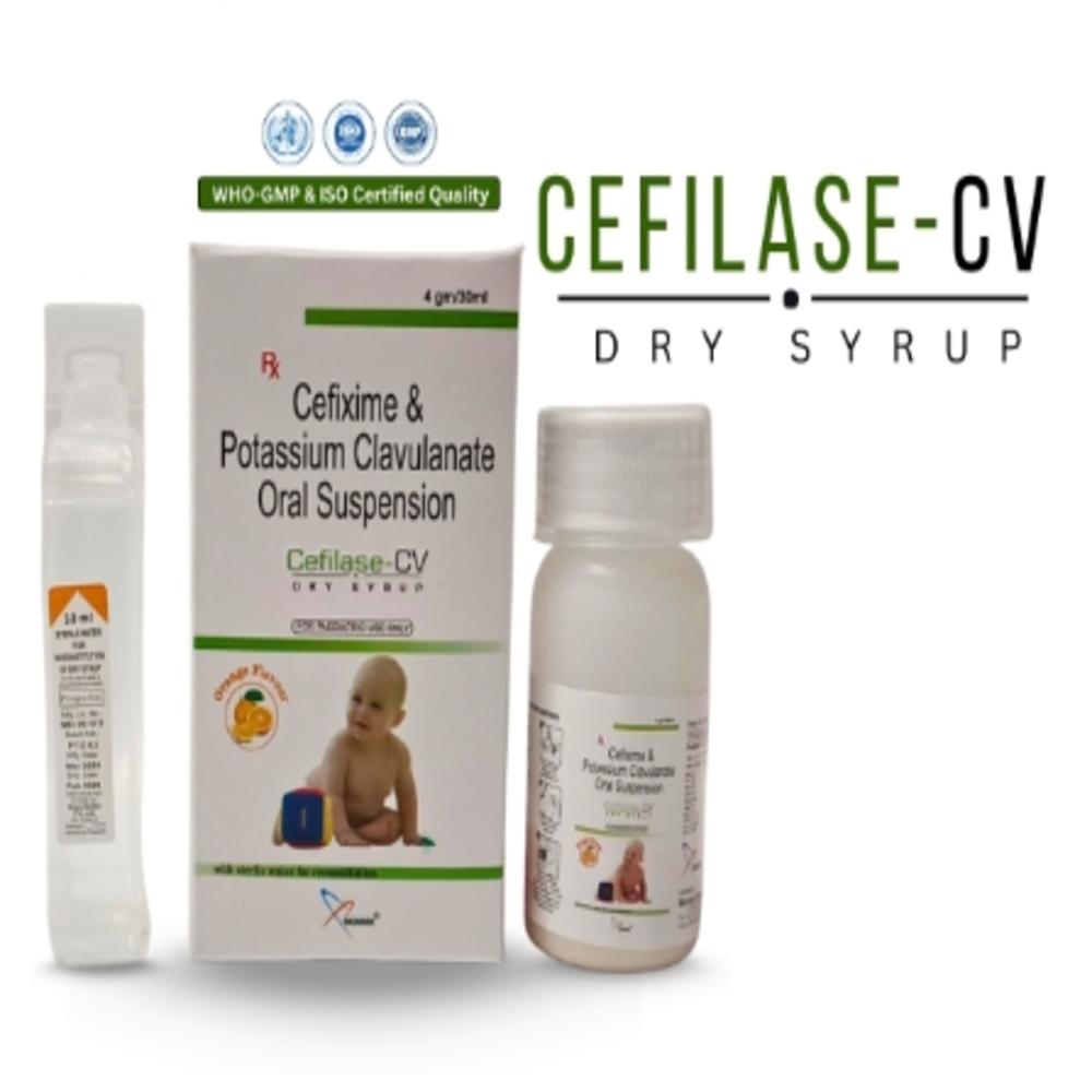 Cefixime 50mg + Potassium clavulanate 31.5mg Dry Syrup (With Monocarton & with water )