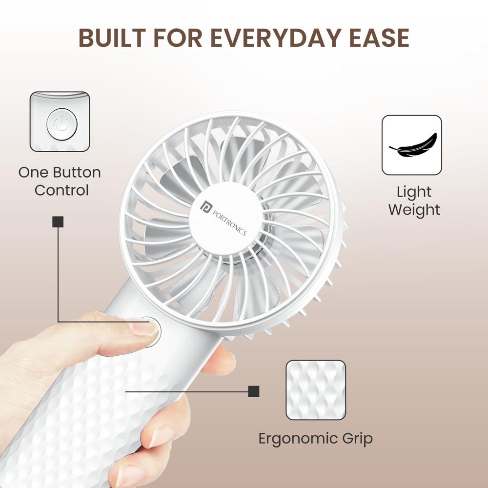 Portronics Toofan Mini 2 Portable Handheld & Personal Fan with 6