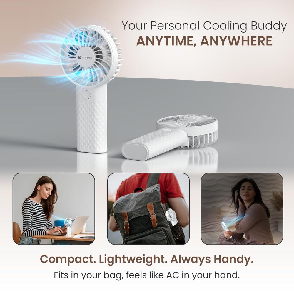 Portronics Toofan Mini 2 Portable Handheld & Personal Fan with 6