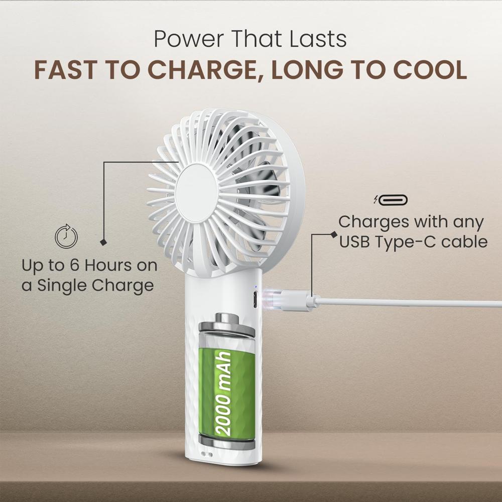 Portronics Toofan Mini 2 Portable Handheld & Personal Fan with 6