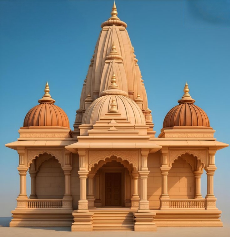 pink stone outdoor mandir