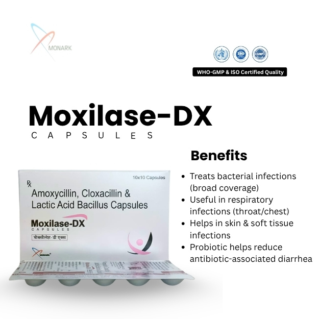 Amoxycillin Trihydrate, Cloxacillin Sodium And Lactic Acid Bacillus Capsules - Brand Name: Moxilase-dx