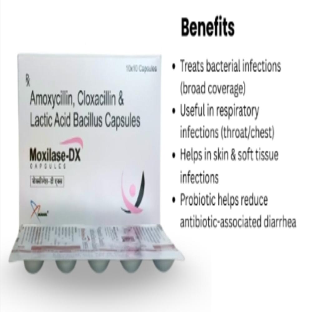 Amoxycillin Trihydrate, Cloxacillin Sodium And Lactic Acid Bacillus Capsules - Brand Name: Moxilase-dx
