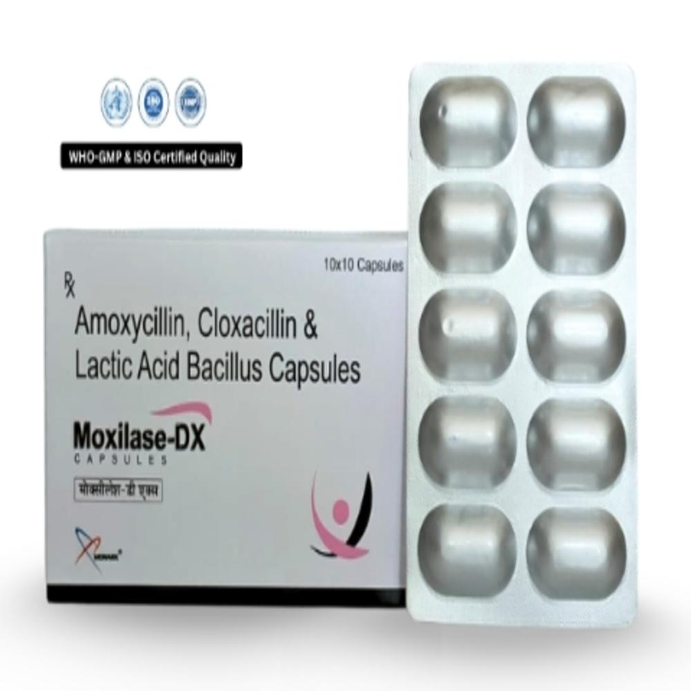 Amoxycillin Trihydrate, Cloxacillin Sodium And Lactic Acid Bacillus Capsules - Brand Name: Moxilase-dx