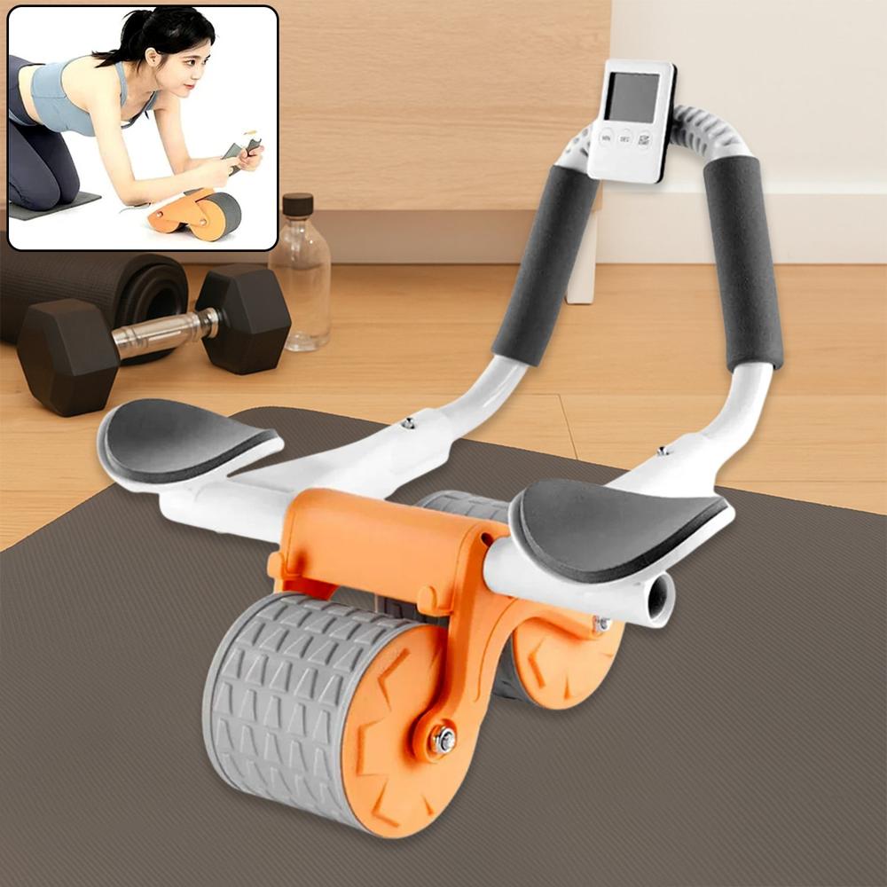 Automatic Rebound Ab Roller Wheel With Timer & Elbow Support For Fitness - Material: Metal