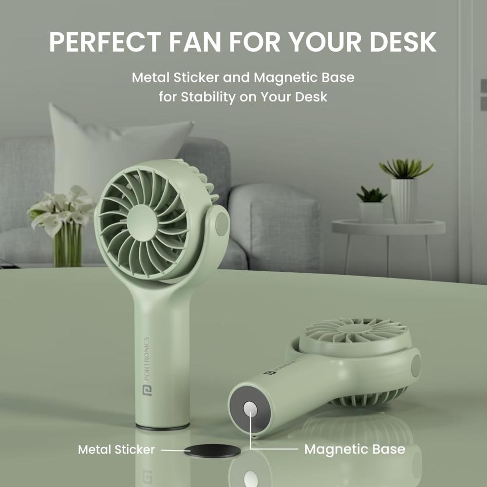 Portronics Toofan Mini Portable Rechargeable Fan with 3 Speed Modes, Upto 7800 RPM Max