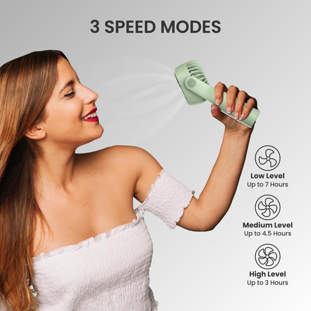 Portronics Toofan Mini Portable Rechargeable Fan with 3 Speed Modes, Upto 7800 RPM Max
