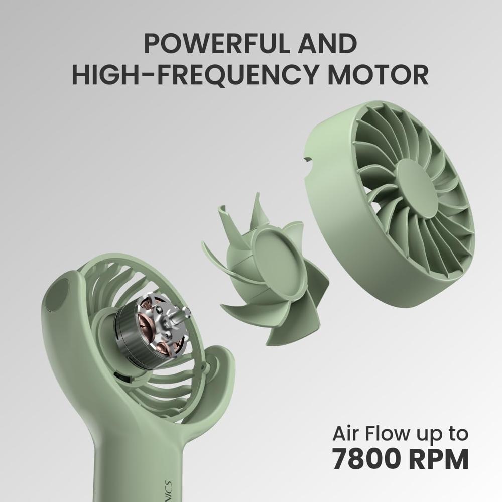 Portronics Toofan Mini Portable Rechargeable Fan with 3 Speed Modes, Upto 7800 RPM Max