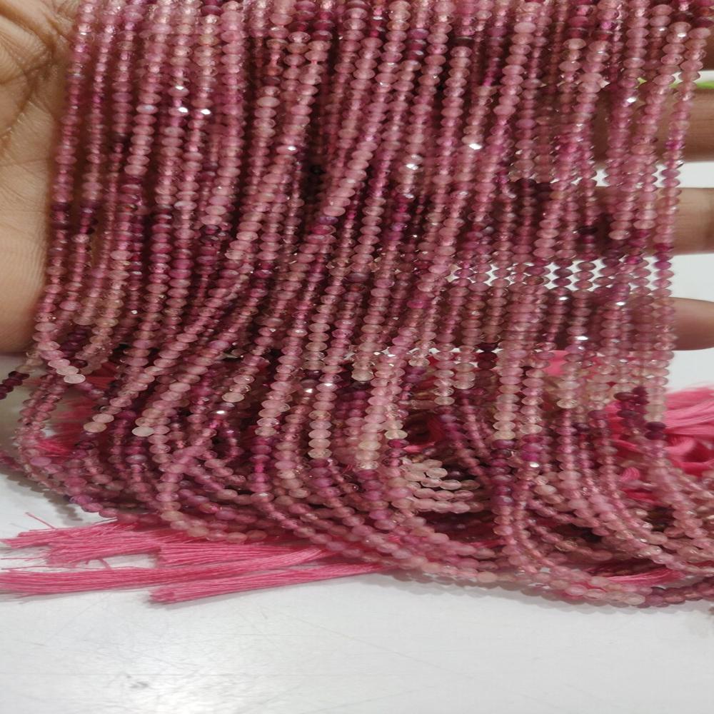 Natural Pink tourmaline Round Faceted Shaded Color 2.5 mm Beads Sold Per Strand 13 inches Long