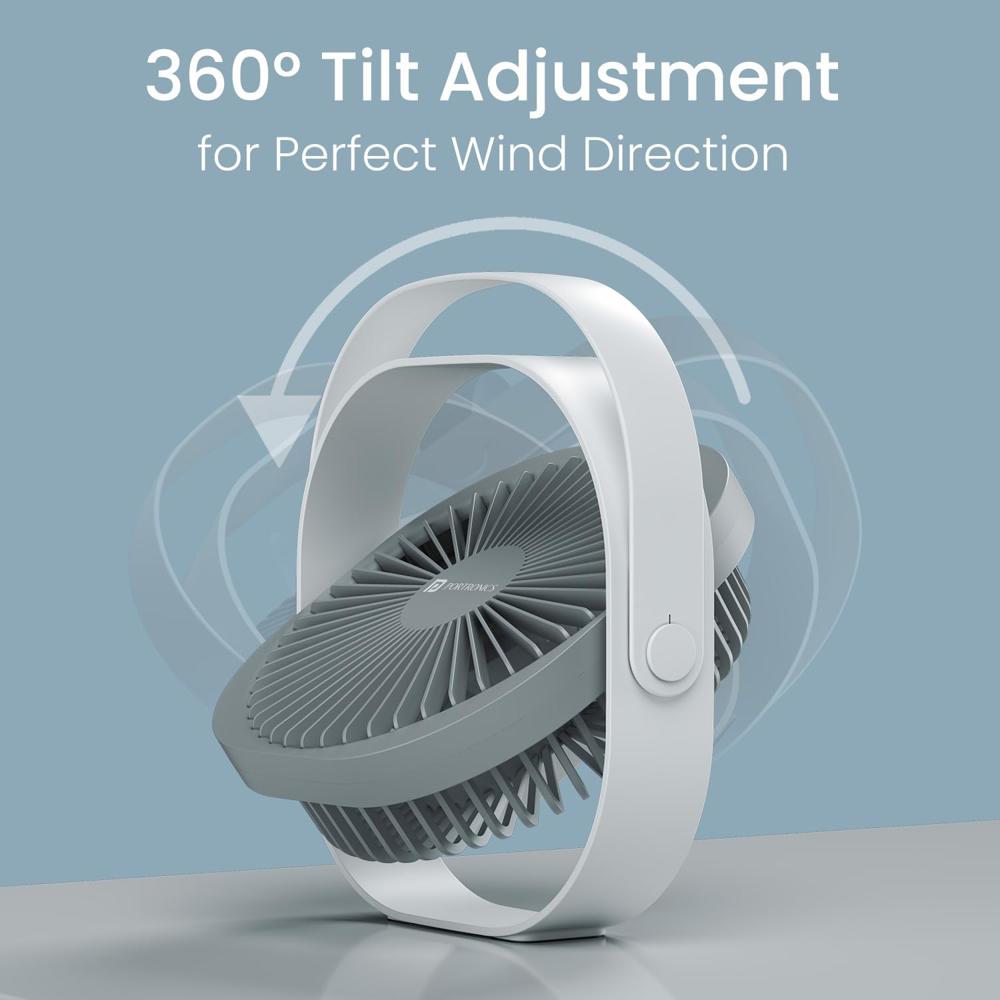 Portronics CoolCube Portable Desktop Fan with 2400mAh Battery,