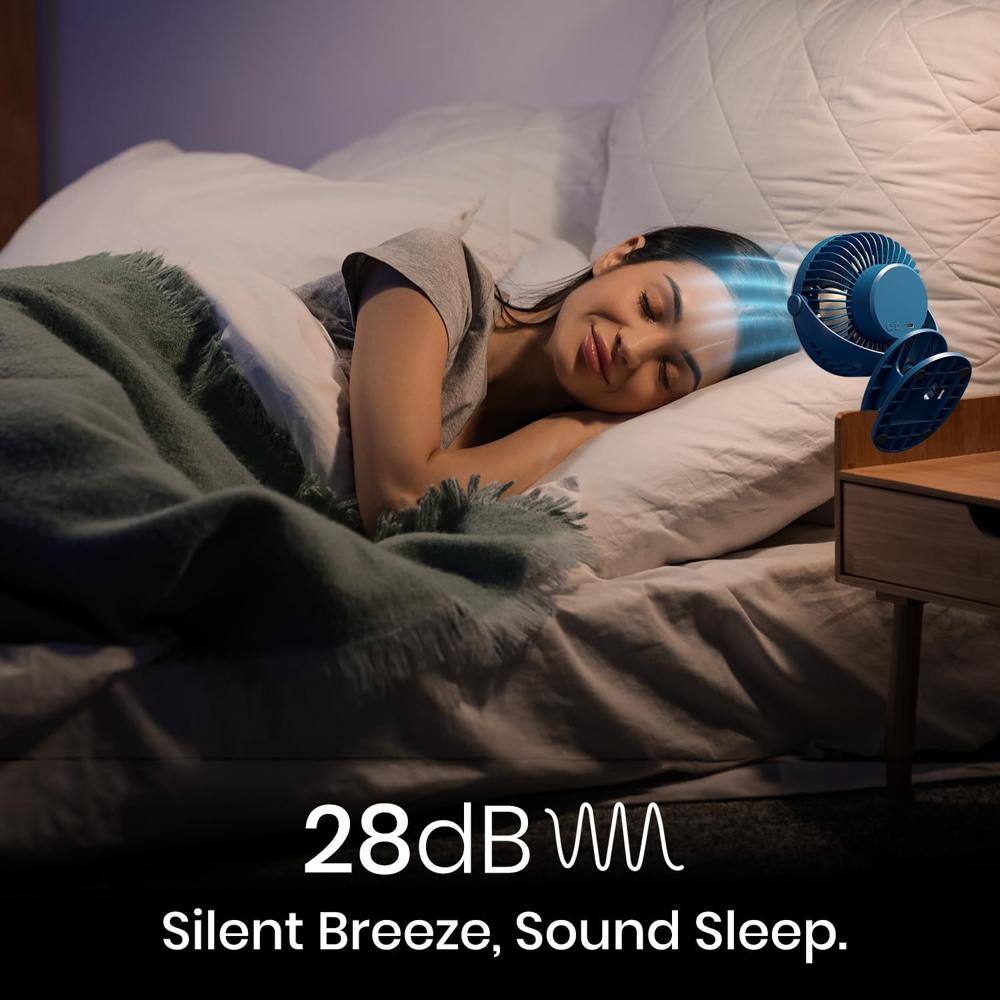 Portronics ClipCool Portable Rechargeable Clip-On Fan with Ring LED Light, Type-C Charging,