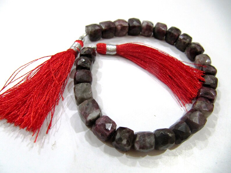Natural Tourmaline Quartz Beads 3D cube Box shape Briolette 6mm to 8mm beads strand 8 inches long