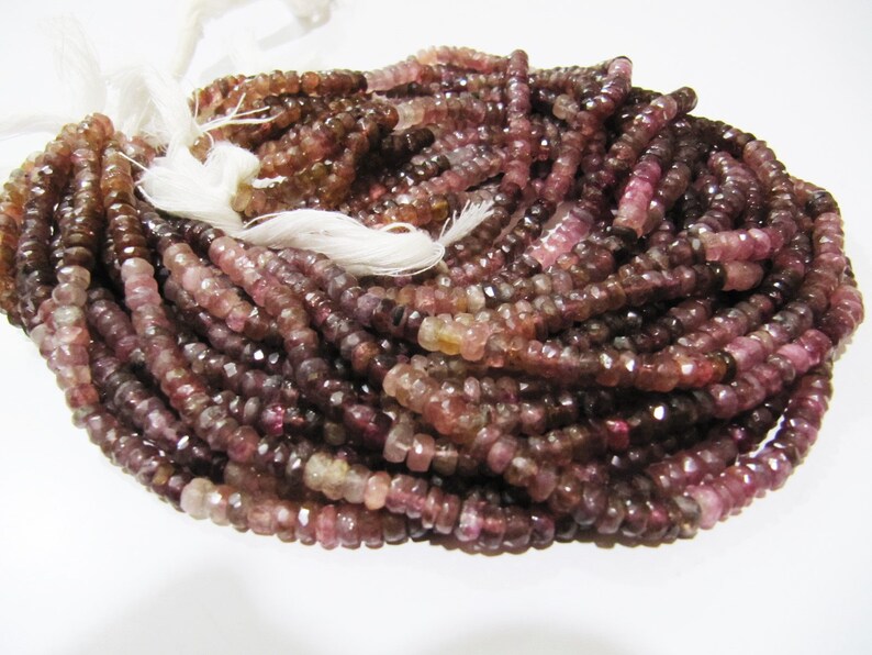 Natural Pink Tourmaline Rondelle Faceted Beads Stone Size 5-6 To 7-8mm  Beads Strand 14 inches Long