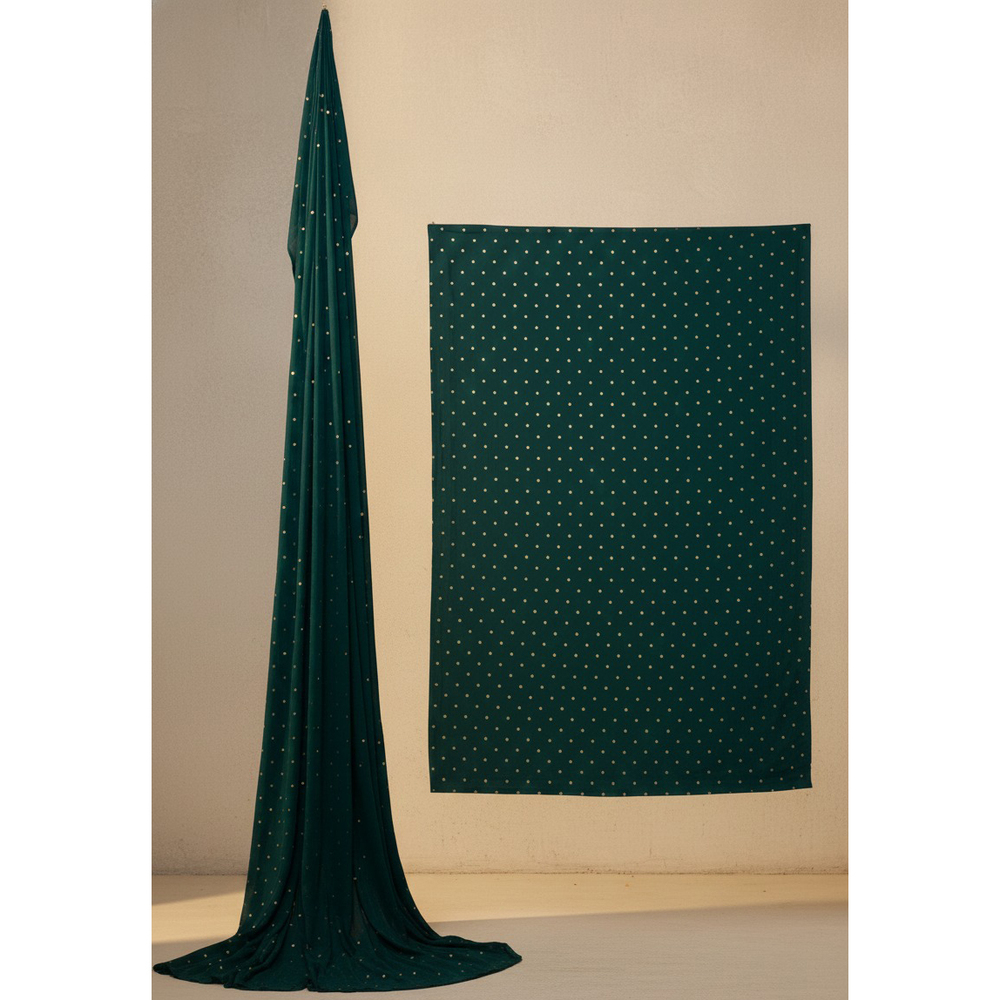 Dark Green Tafeta Gold Weaving Butti Saree