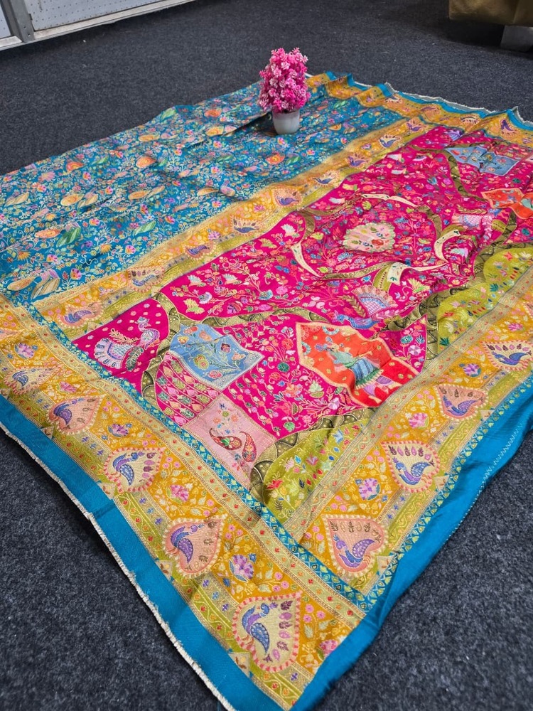 Pure Viscose Jacquard Printed Saree With Blouse