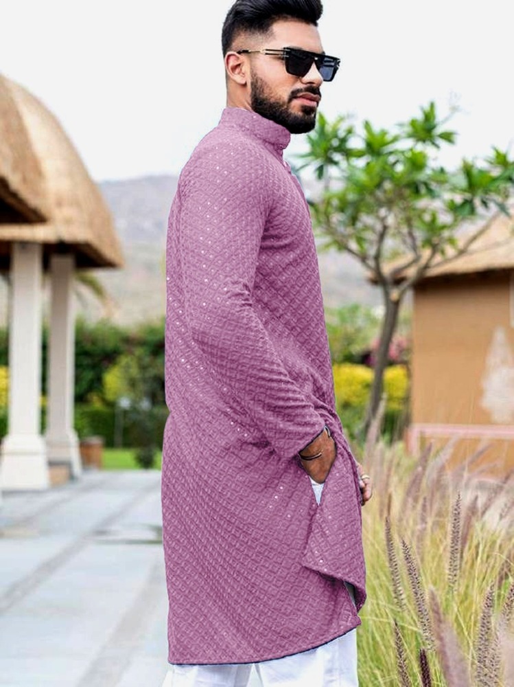Mens Purple Straight Kurta
