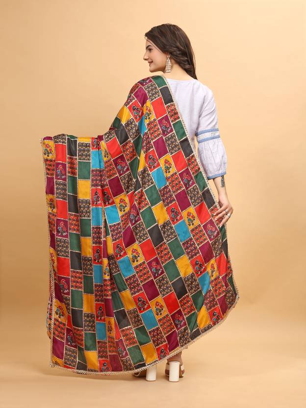Multicolor Chiffon Printed Dupatta