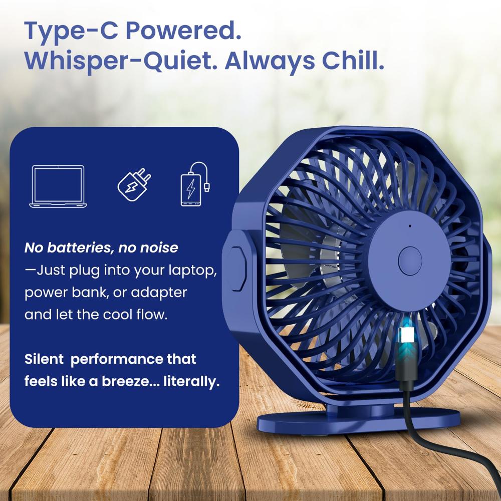Portronics Chill On, Type-c Powered Table - Color: Black & Blue