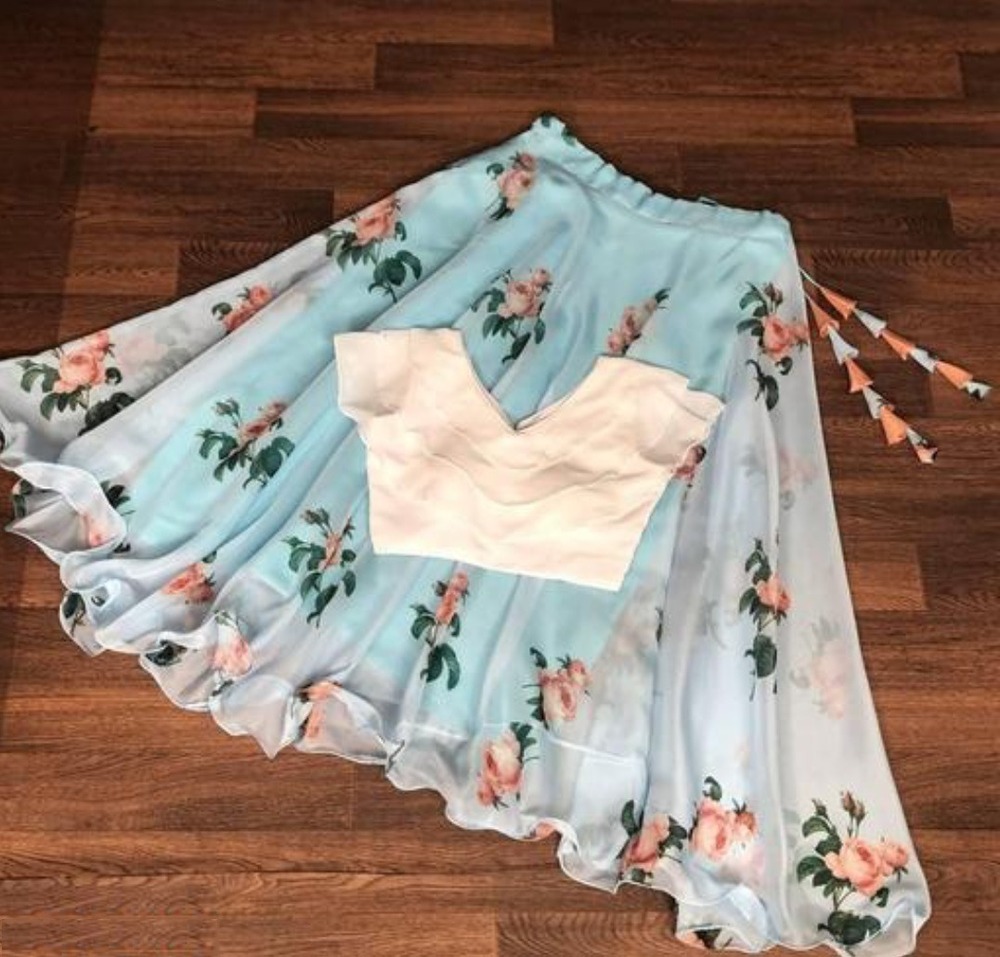 Digital Print Lehenga And Crop Top Set