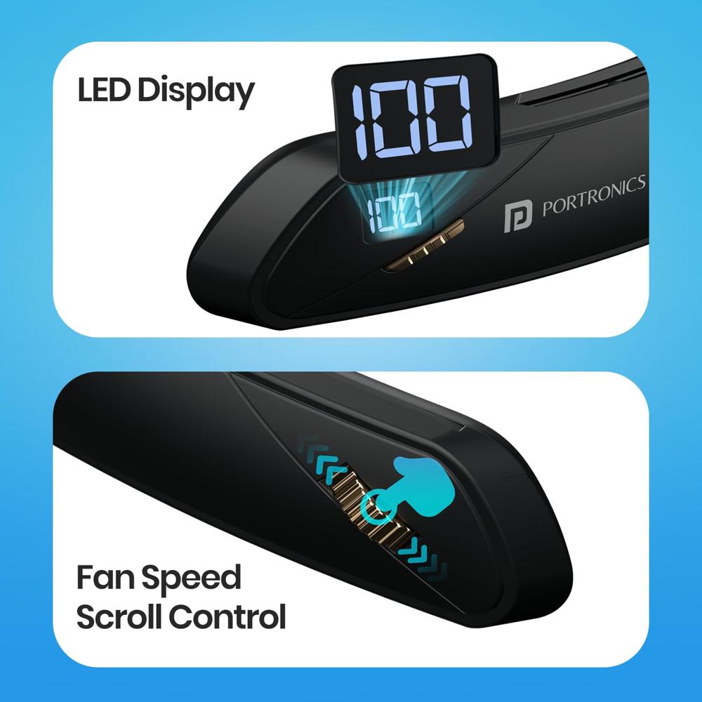 Portronics CoolAid Portable Rechargeable Neck Fan 