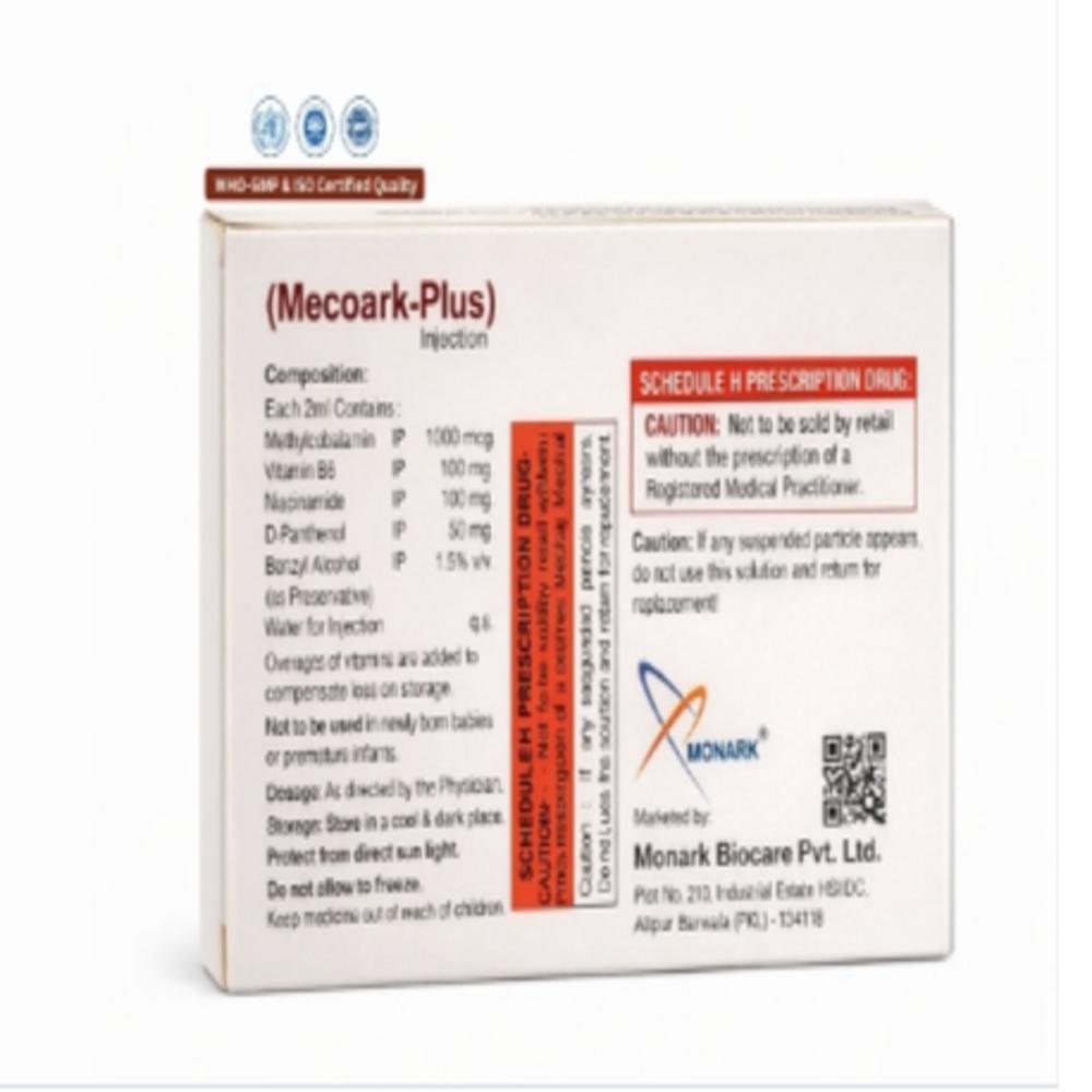 Methylcobalamin 1000mcg + Nicotinamide 100mg + Pyridoxine100mg + D-Panthenol 50mg + Benzyl alcohol 2.0%  Injection