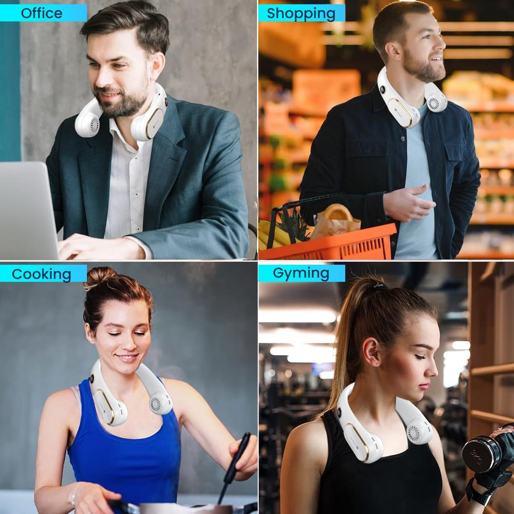 Portronics Gobreeze Portable Rechargeable Neck Fan, Upto 6 Hours Playtime, LED Display,