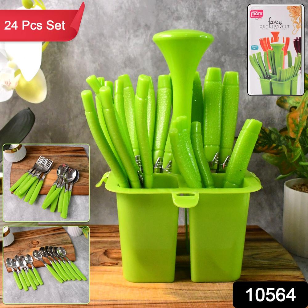 Supermom Premium Fancy Cutlery Set With Holder (24 Pc / Set) - Material: Plastic/Steel