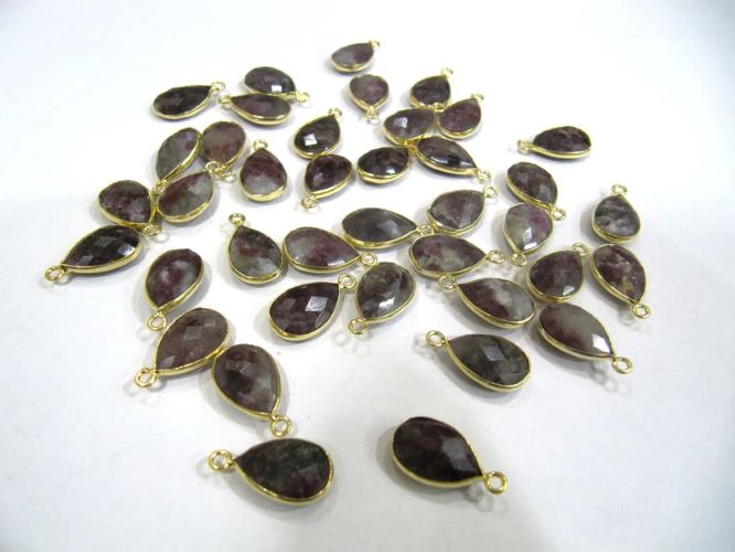 Natural Gemstone Pear Shape Bezel Connector charms 19x25mm Size Pendant Connector