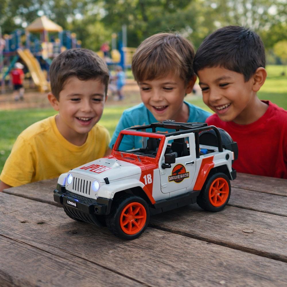 Kids Dinosaur Hunter Off-Road Friction Powered Toy Jeep Car (1 Pc) - Size: 30*34*11