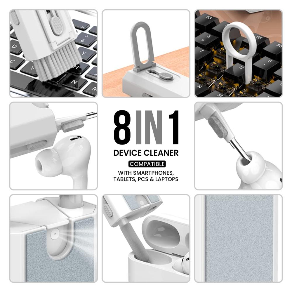 Portronics Clean M Multifunctional 8-in-1 Gadget Cleaning Kit with Mobile Holder