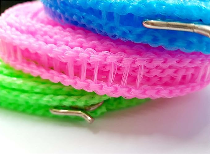 5 Meters Anti-Slip Clothes Washing Line Drying Nylon Rope With Hooks for Hanging, Silver