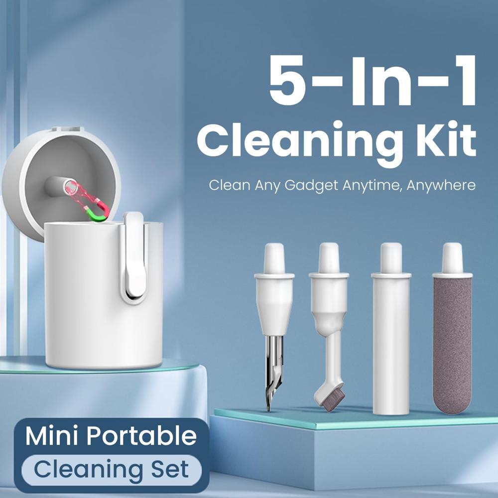 Portronics Clean U 5 In 1 Multi Function Electronics Cleaning Kit, Gadget Cleaning - Color: White