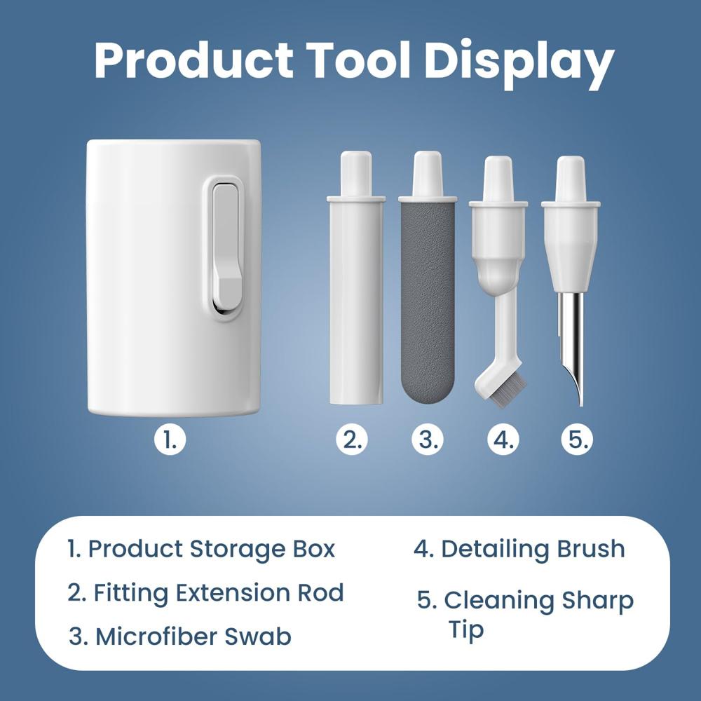 Portronics Clean U 5 In 1 Multi Function Electronics Cleaning Kit, Gadget Cleaning - Color: White