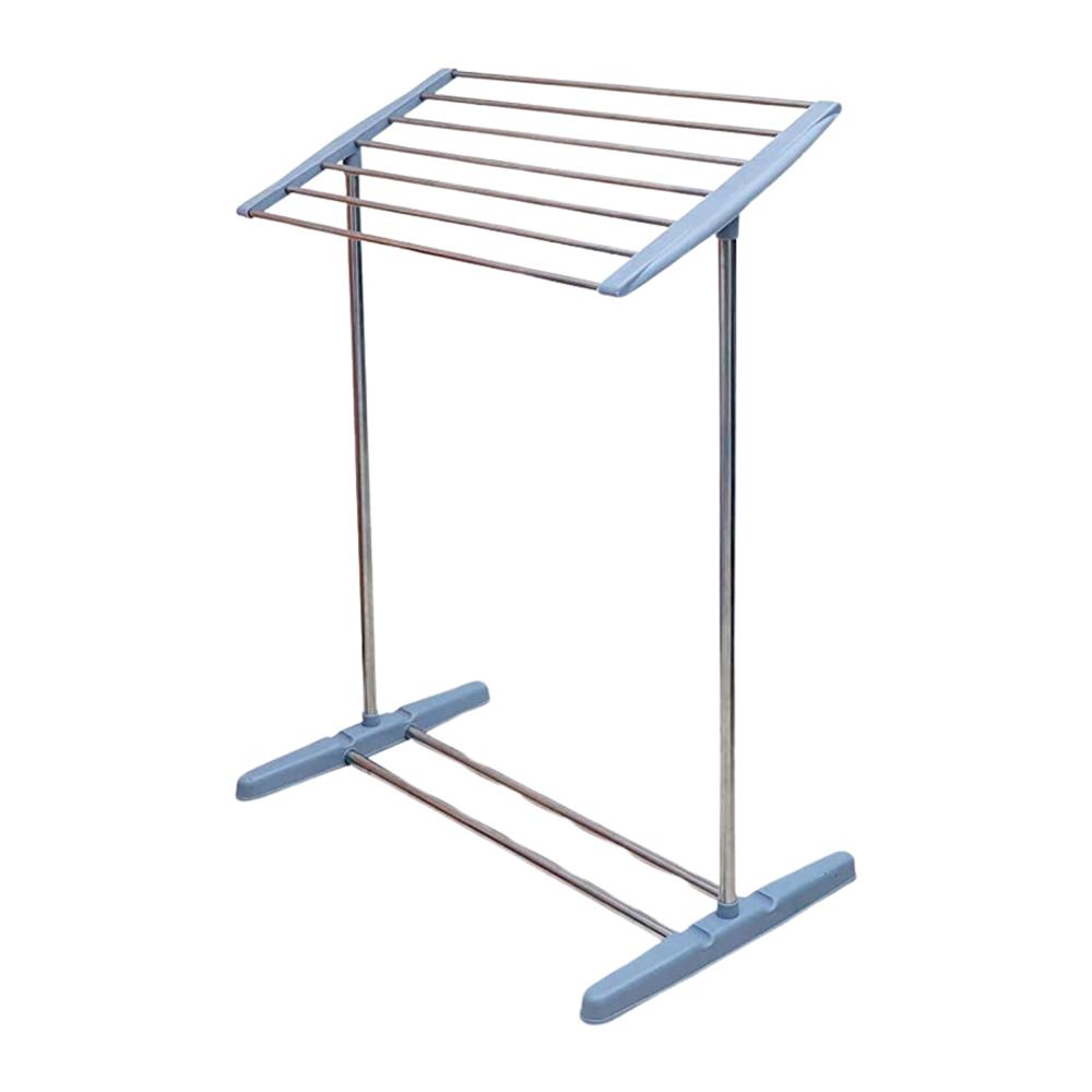 Multi-Functional Single Tier Mobile Towel Foldable Rack For Cloth And Towel / Stainless Steel And Plastic Made Mobile Towel And Cloth Rack Holder Indoor / Outdoor Standing Movable Cloth Dryer Rack Balcony Cloth Drying Stand - Color: Mix