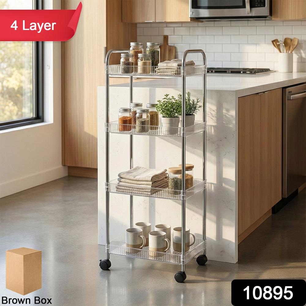 4 Layer Multipurpose Storage Trolley With Wheels - Color: Mix