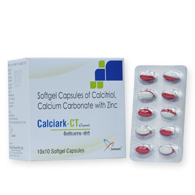Calcitriol 0.25mg + Calcium Carbonate 500mg + Zinc Sulphate 7.5mg Softgel Capsule - Brand Name: Calciark-ct