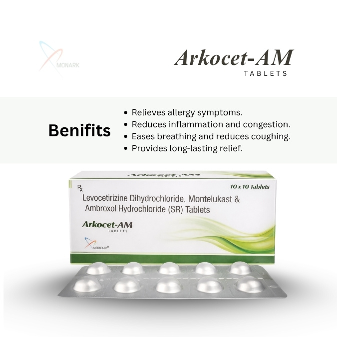 Levocetirizine Dihydrochloride, Montelukast And Ambroxol Hydrochloride (Sustained Release) Tablets - Brand Name: Arkocet-am