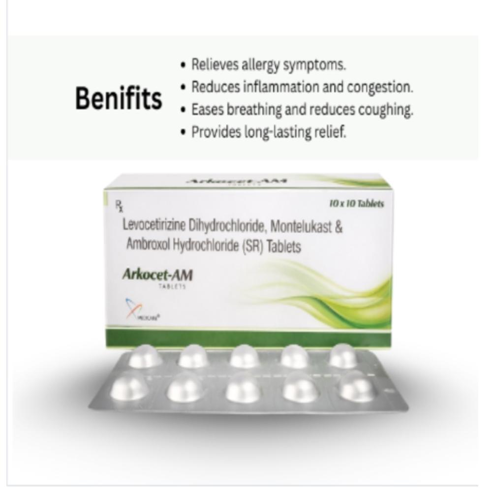 Levocetirizine Dihydrochloride, Montelukast And Ambroxol Hydrochloride (Sustained Release) Tablets - Brand Name: Arkocet-am