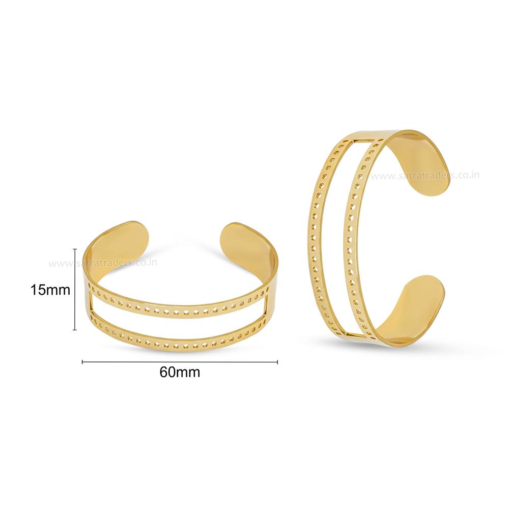 Dotted Dual-Band Open Cuff Kada | Size : 60mm | Qty : 1pc | K122