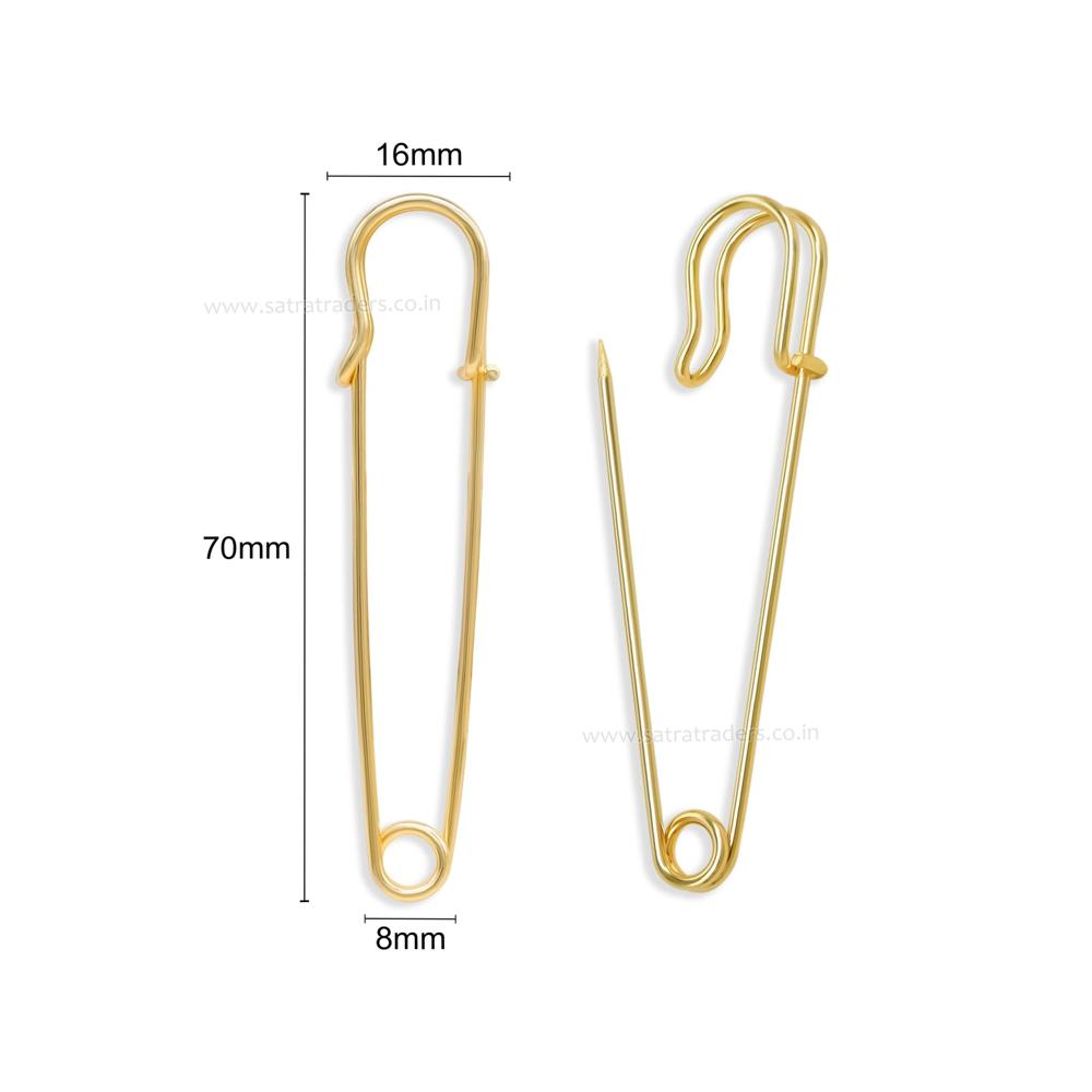 Metal Safety Brooch Pins | Size : 70mm | Qty : 6pcs | Bp16